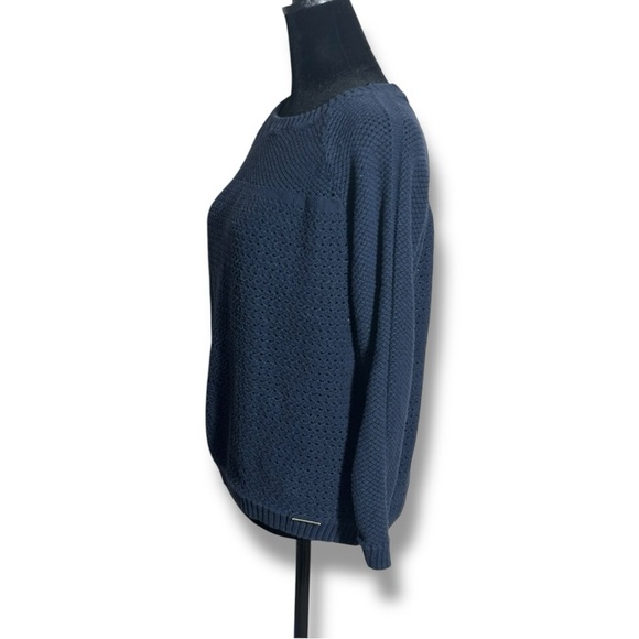 Michael Kors Knit 3/4 Sleeve Lightweight Cotton Comfy Classic Navy Blue Sweater - Picture 4 of 16